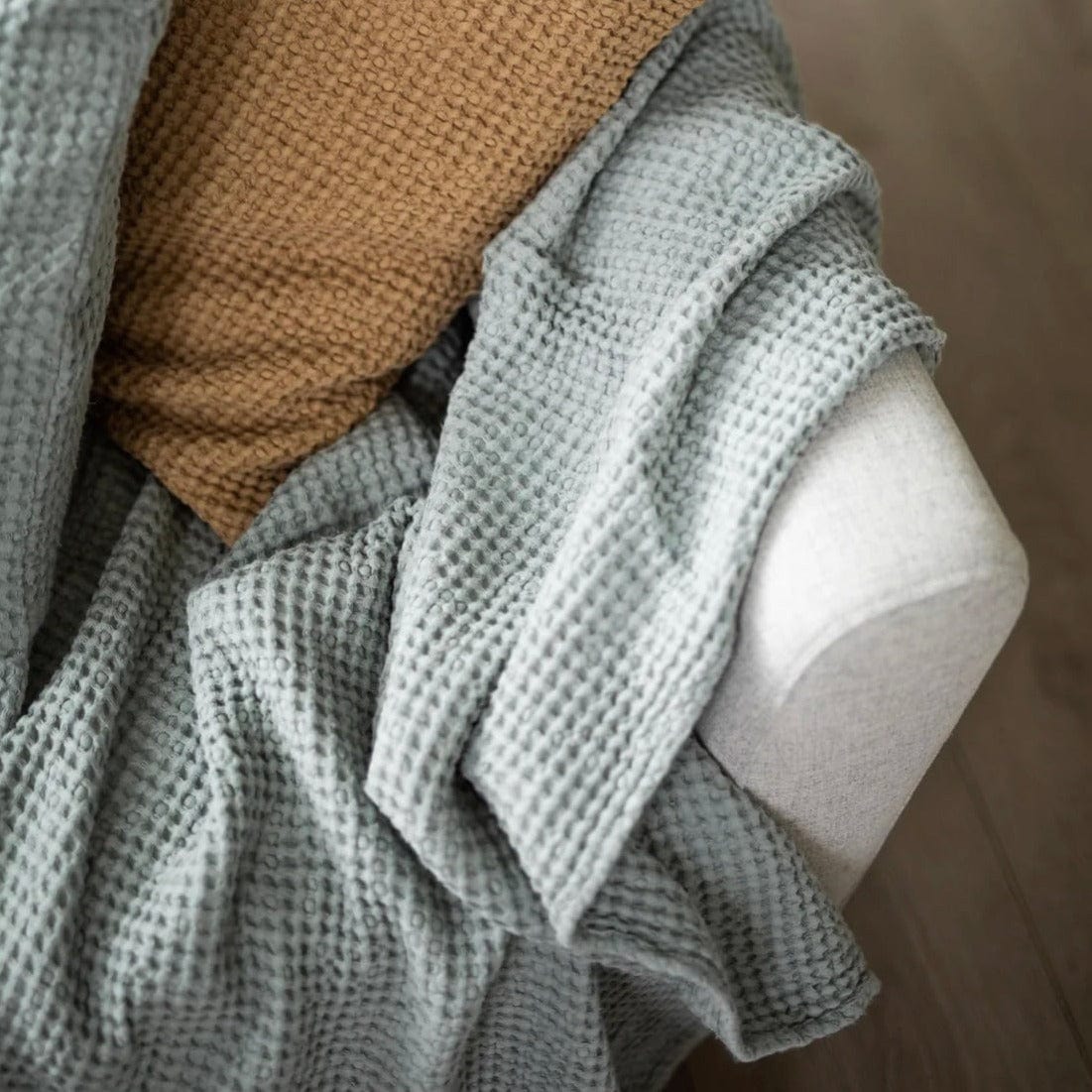 Linen Waffle Blanket Throw Linen and Letters