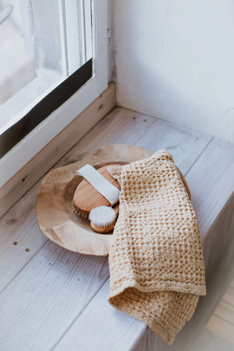 Linen Waffle Face Towel - Linen and Letters