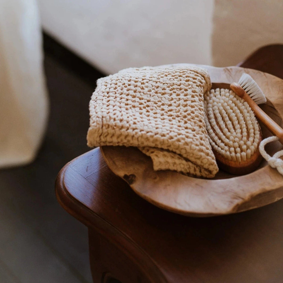 Linen Waffle Face Towel - Linen and Letters