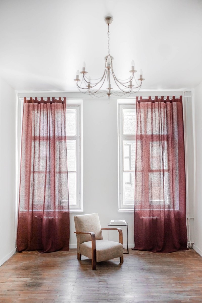 Looped Tab Top 100% Linen Curtain Panel - Linen and Letters