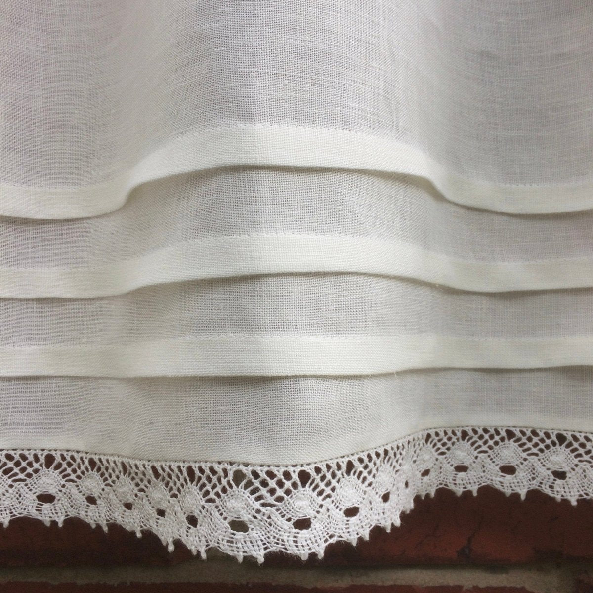 Lowton Cream Linen Lace Privacy Window Cafe Curtain - Linen and Letters