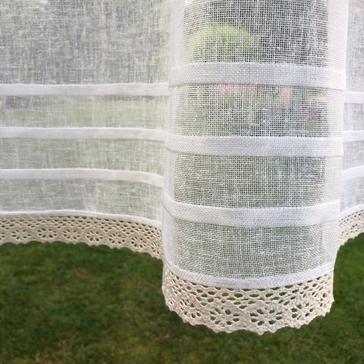 Lowton Sheer Ivory Linen Lace Net Curtain - Linen and Letters