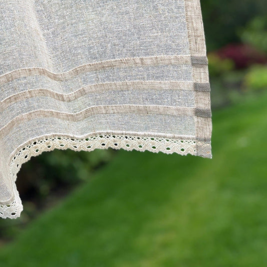 Lowton Sheer Natural Linen Lace Valance Curtain - Linen and Letters