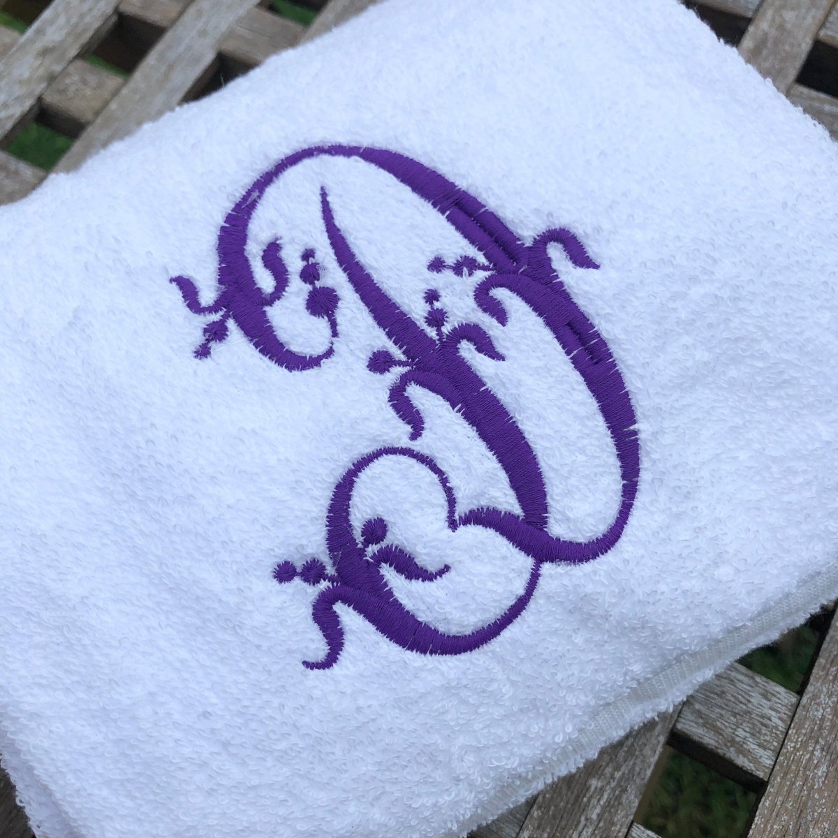 Monogram Embroidered White Bathroom Hand Towel - Linen and Letters