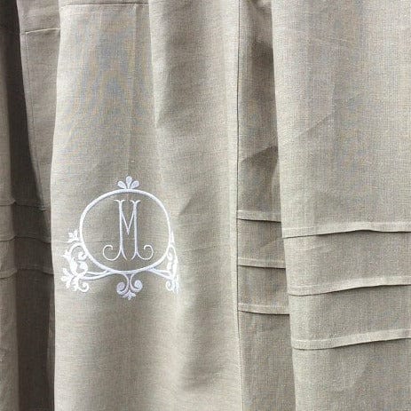 Monogram Natural Linen Lace Shower Curtain - Linen and Letters