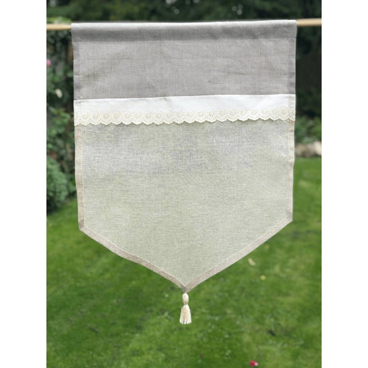 Natural Linen Cafe Curtain with Tassel - Linen and Letters