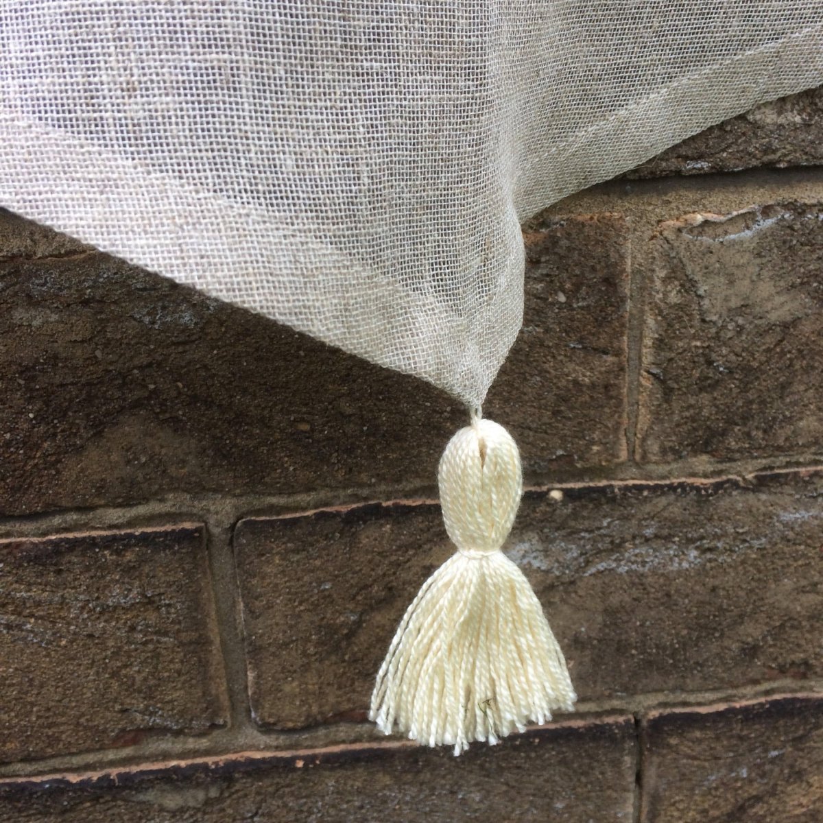 Natural Linen Cafe Curtain with Tassel - Linen and Letters