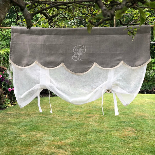 Natural Linen Tie Up Valance - Linen and Letters