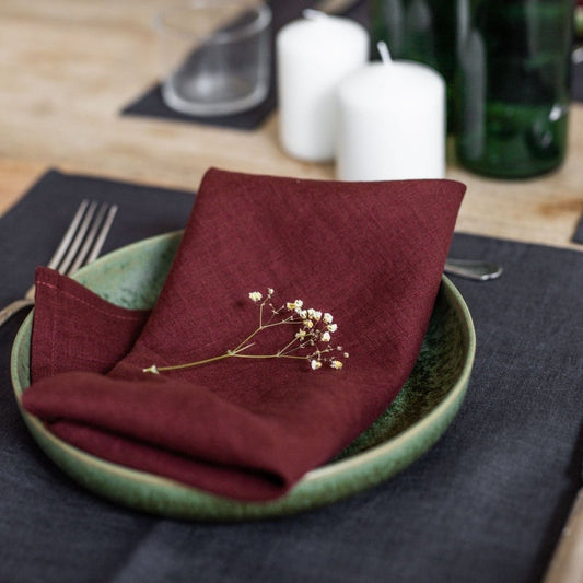 PAIR Classic 100% Linen Napkins- Terracotta Red - Linen and Letters