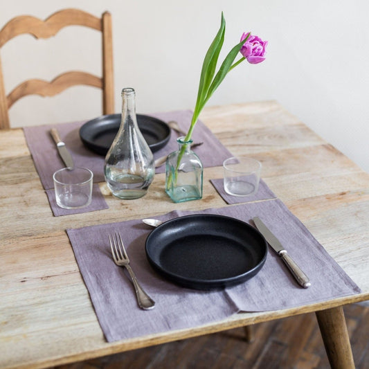 Pair Coloured 100% Linen Placemats - Linen and Letters