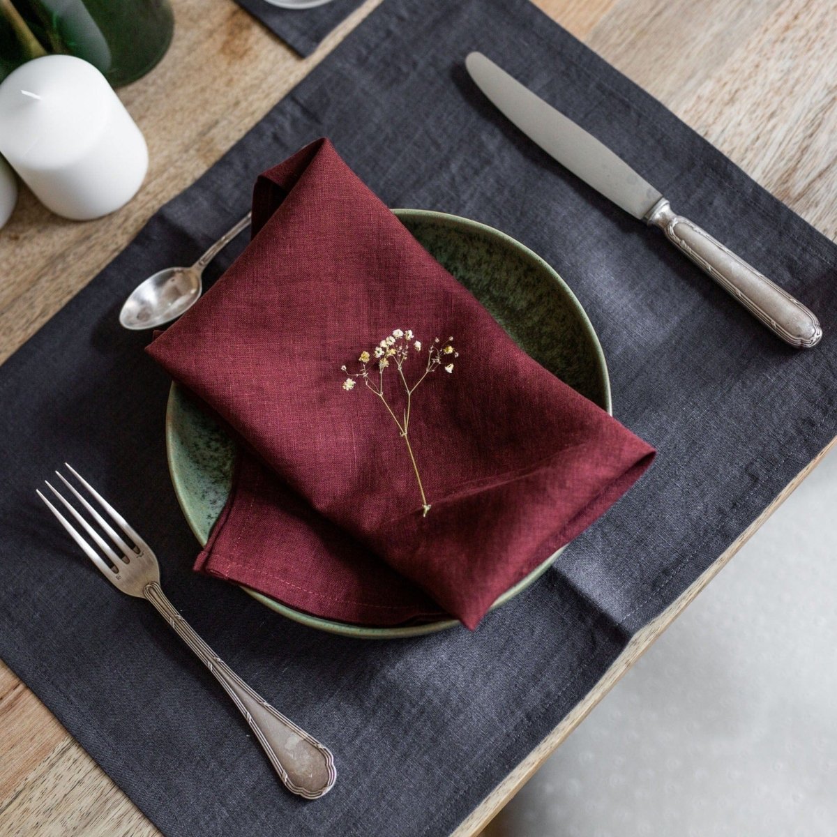 Pair Coloured 100% Linen Placemats - Linen and Letters