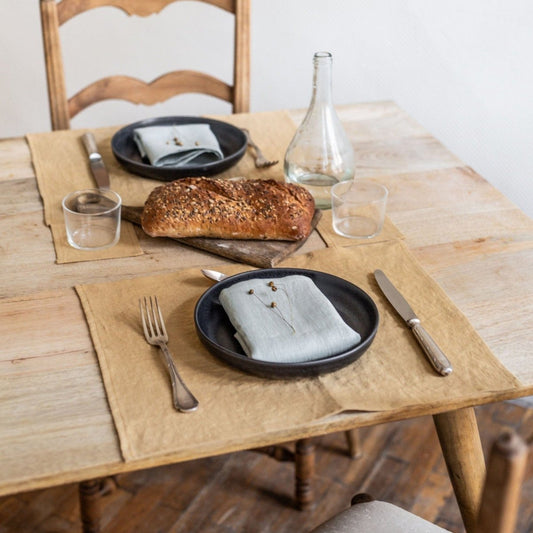 Pair Coloured 100% Linen Placemats - Linen and Letters