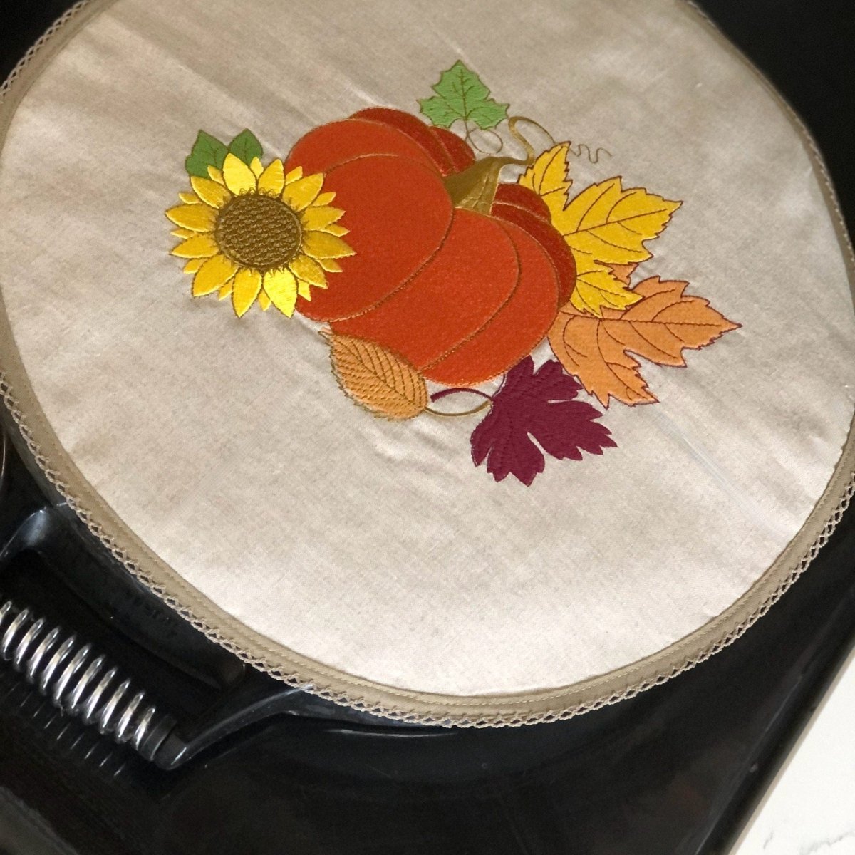 Pair Linen Autumn Pumpkin Sunflower Thanksgiving Aga Chef Pads - Linen and Letters