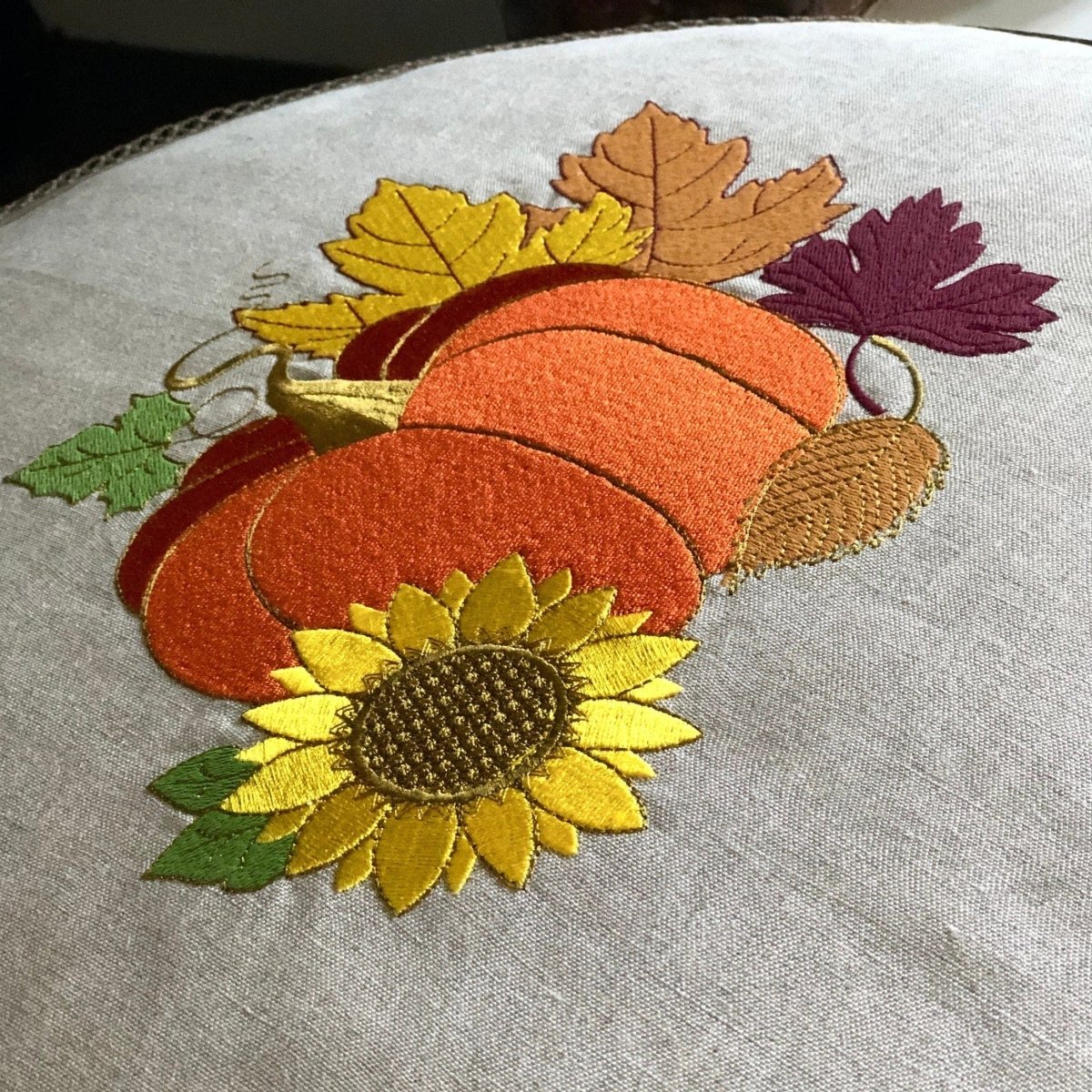 Pair Linen Autumn Pumpkin Sunflower Thanksgiving Aga Chef Pads - Linen and Letters