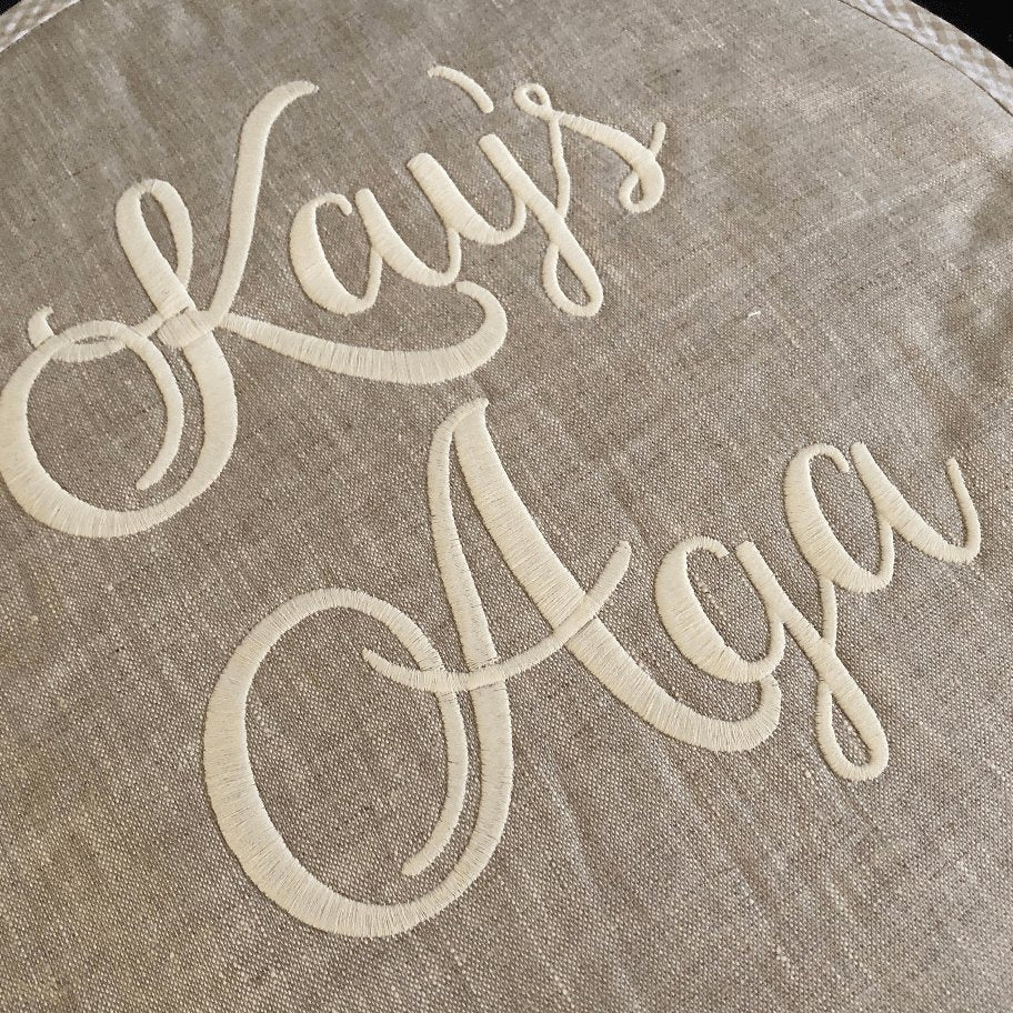 Pair Personalised Bespoke Embroidered Natural Aga Chef pads - Linen and Letters