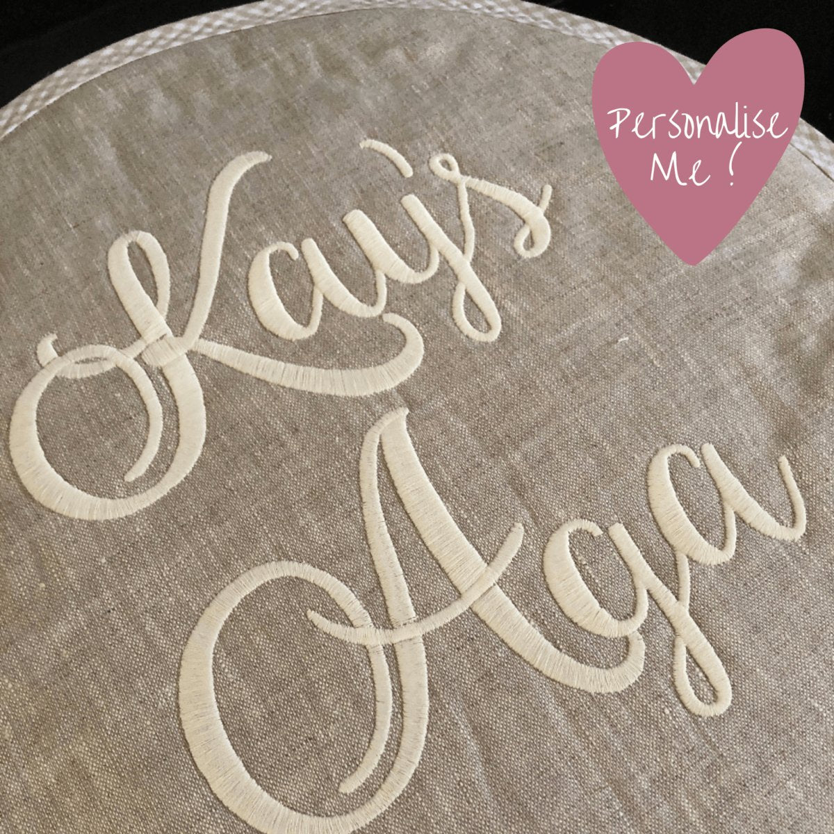 Pair Personalised Bespoke Embroidered Natural Aga Chef pads - Linen and Letters