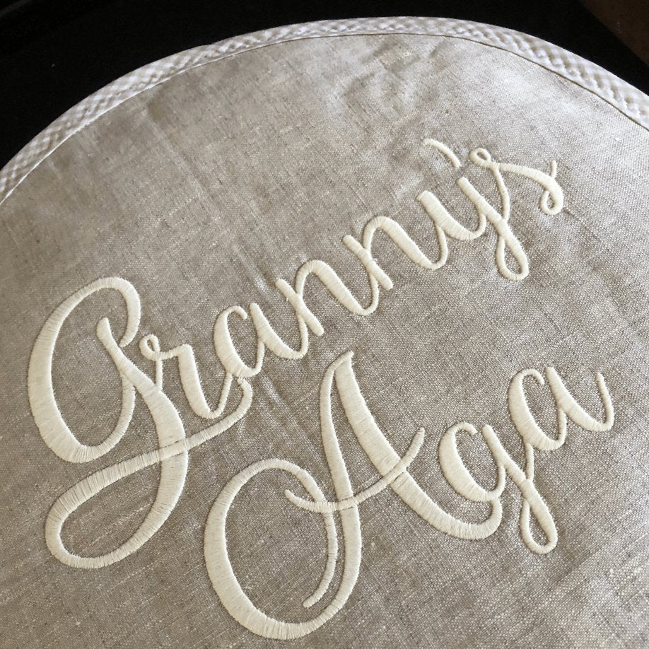 Pair Personalised Bespoke Embroidered Natural Aga Chef pads - Linen and Letters