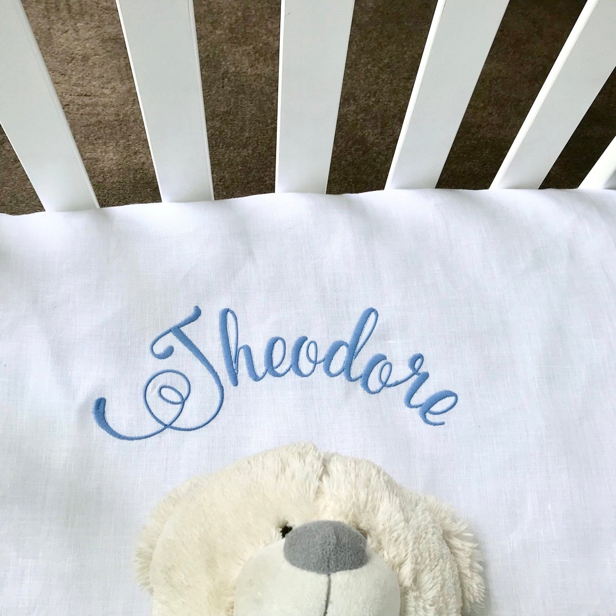 Personalised Linen Fitted Cot Sheet - Linen and Letters