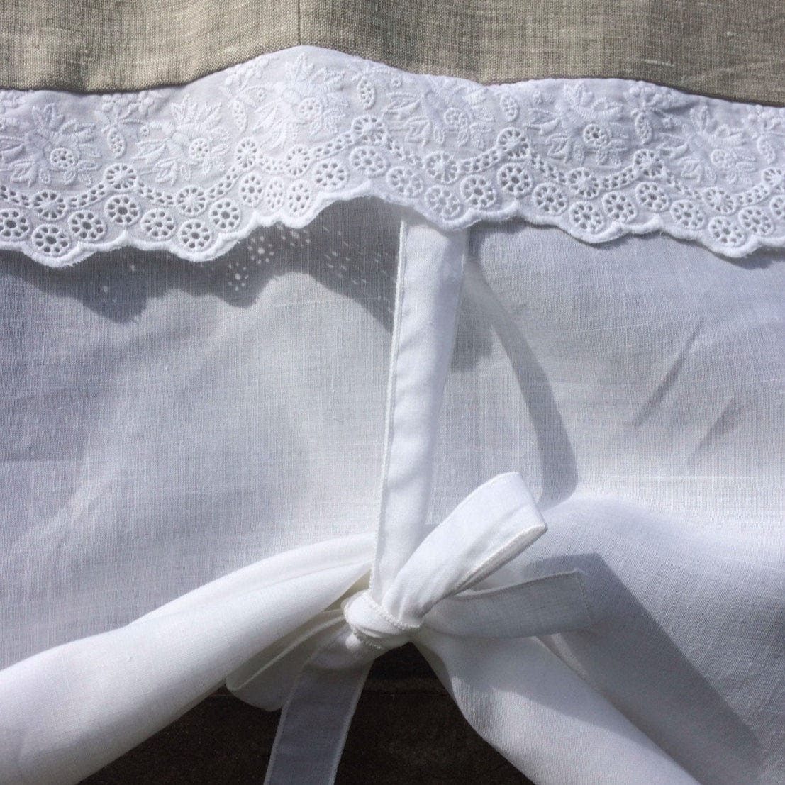 Pretty Linen Eyelet Lace Monogram Valance - Linen and Letters