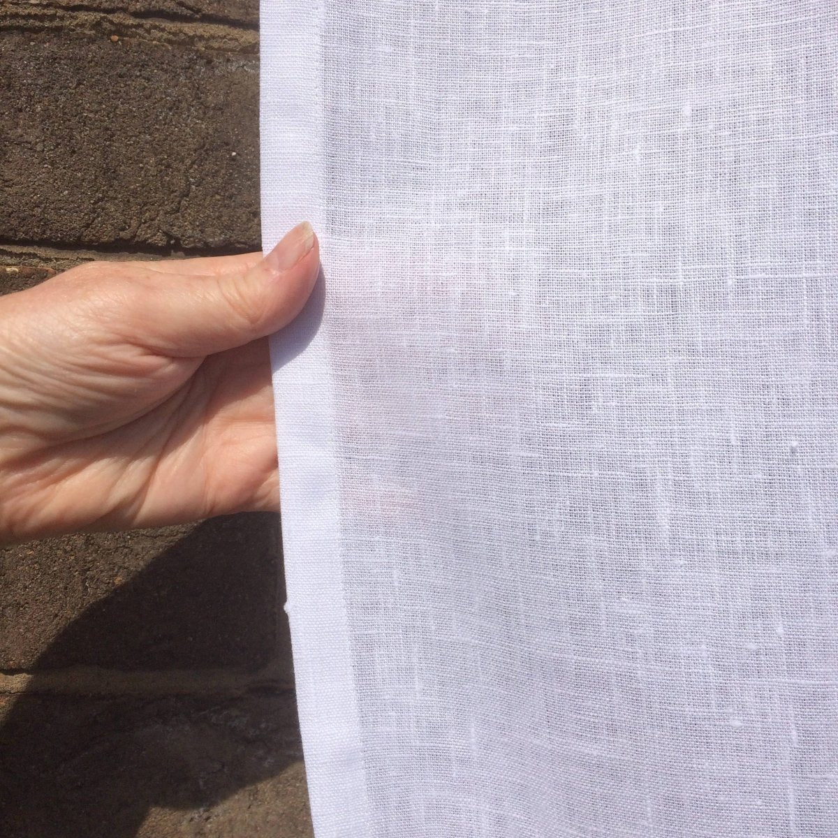 Pyke Natural White Linen Fleur de Lis Tall Curtain - Linen and Letters