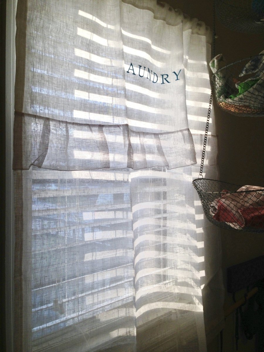 Risely White Linen Ruffle Laundry Curtain - Linen and Letters