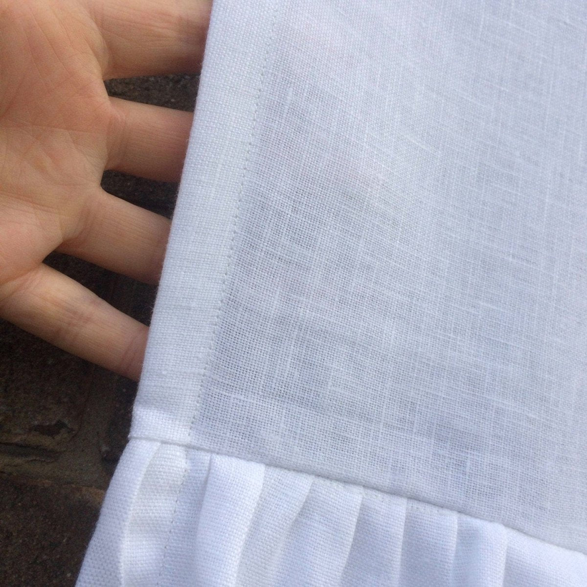 Risely White Linen Tie up Ruffle Curtain - Linen and Letters