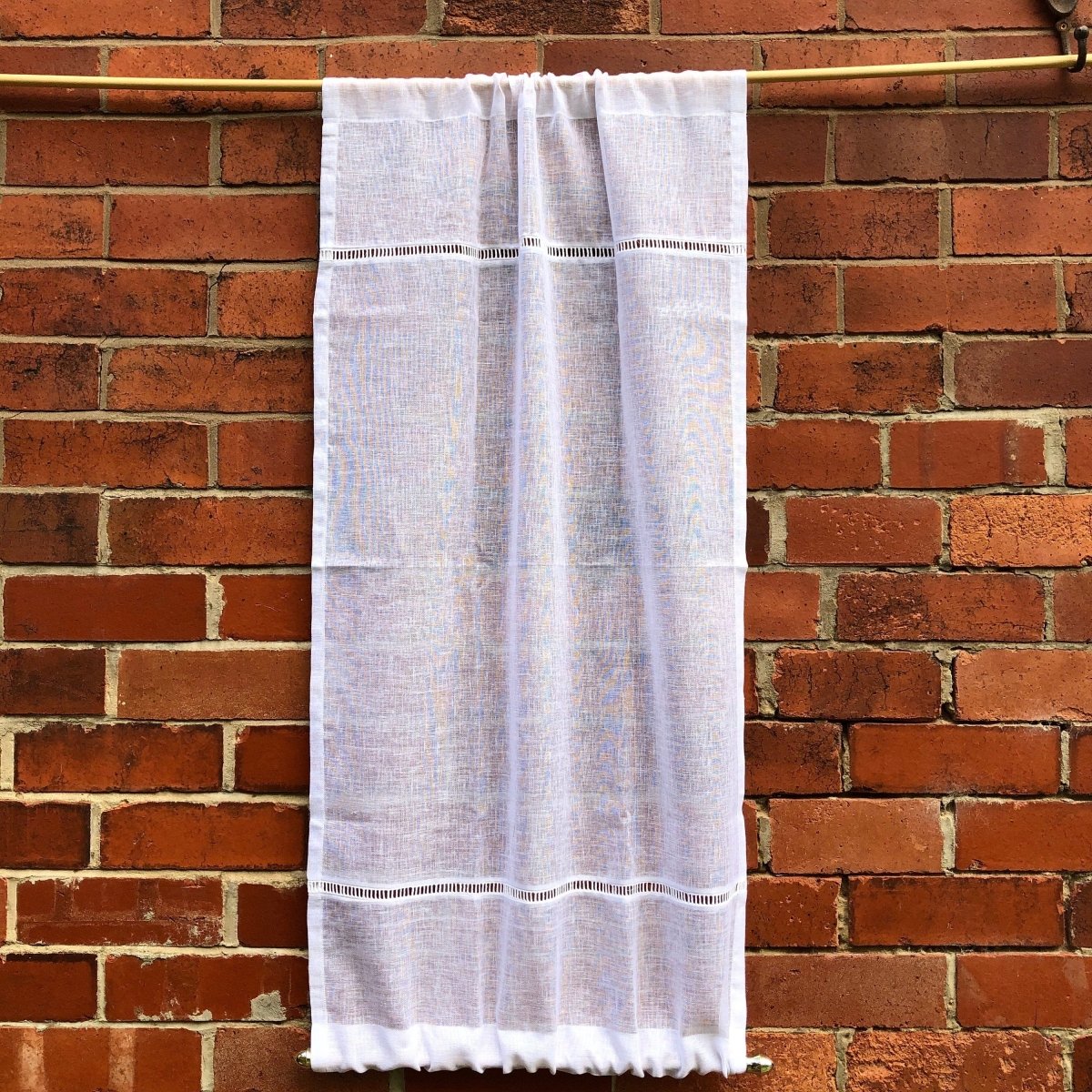 Tall Latchford Sheer White Linen Ladder Window Panel - Linen and Letters