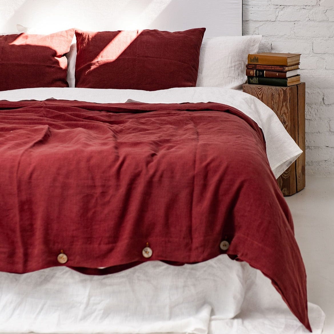 Terracotta Red 100% Linen Bedding Set - Duvet Cover + Pillowcase(s) - Linen and Letters