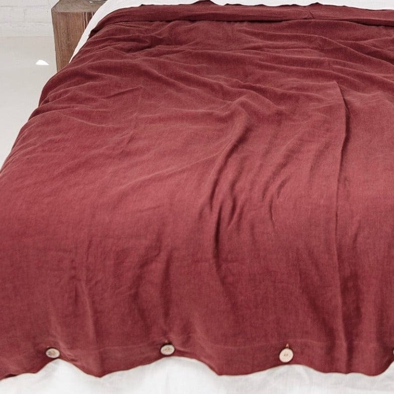 Terracotta Red 100% Linen Duvet Cover - Linen and Letters