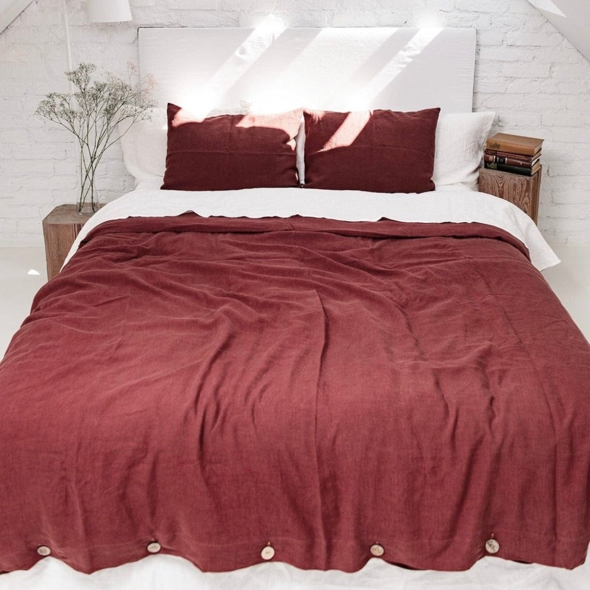 Terracotta Red 100% Linen Duvet Cover - Linen and Letters