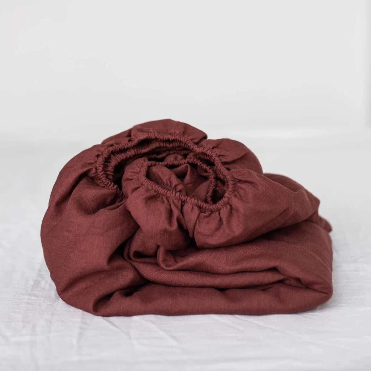 Terracotta Red 100% Linen Fitted Sheet - Linen and Letters