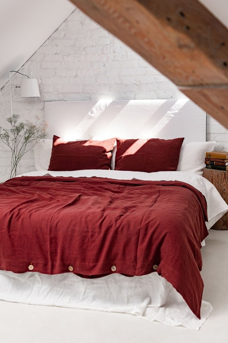 Terracotta Red 100% Linen Pillowcase - Linen and Letters