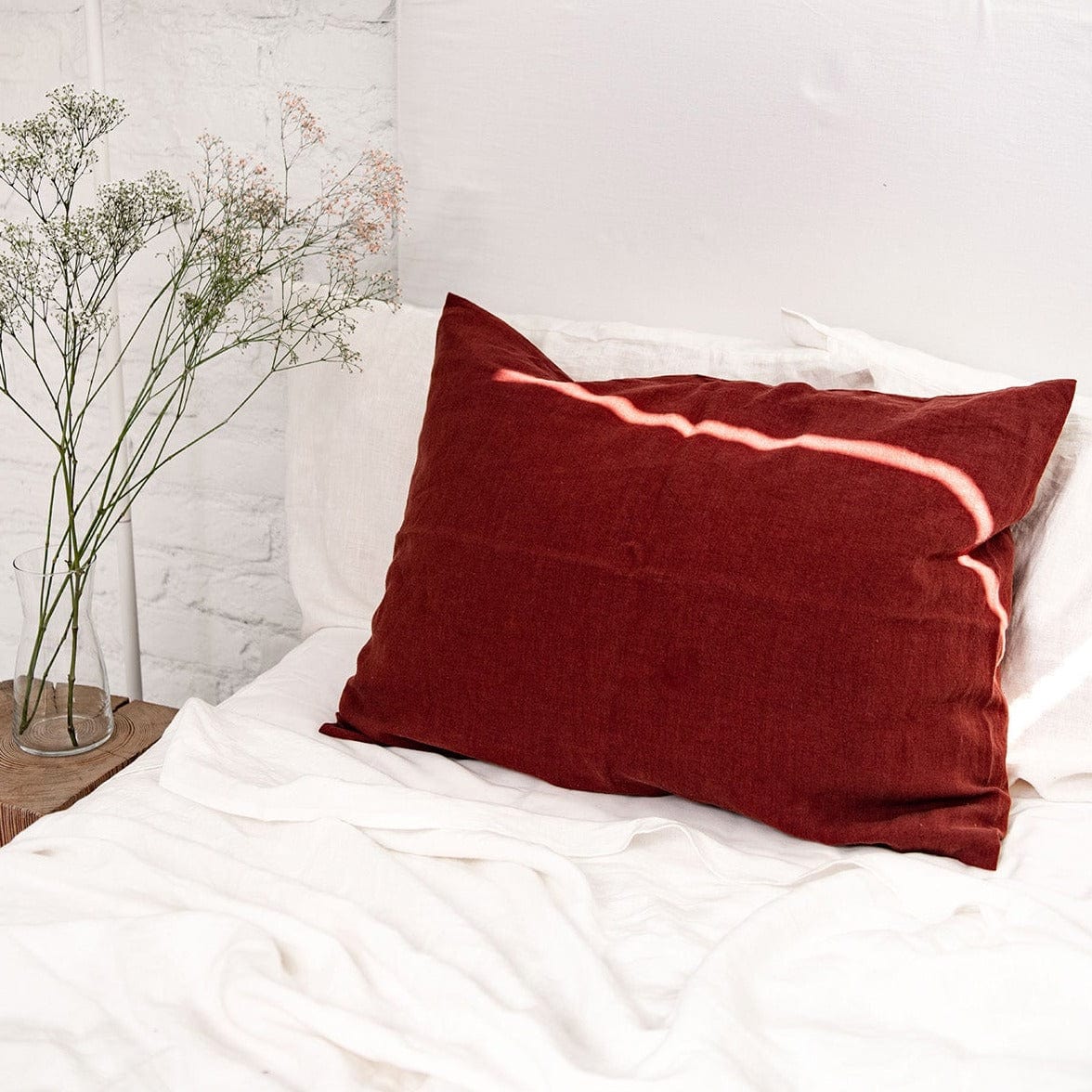 Terracotta Red 100% Linen Pillowcase - Linen and Letters