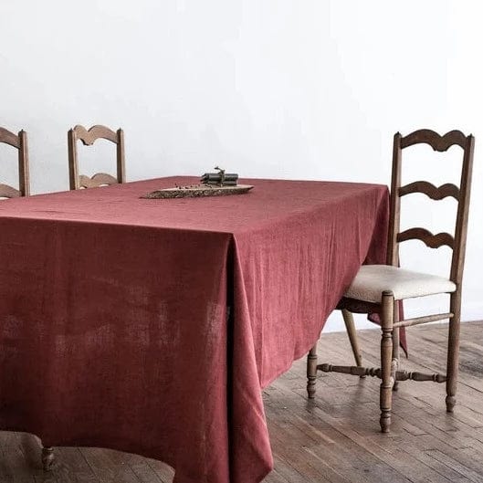 Terracotta Red 100% Linen Tablecloth - Linen and Letters
