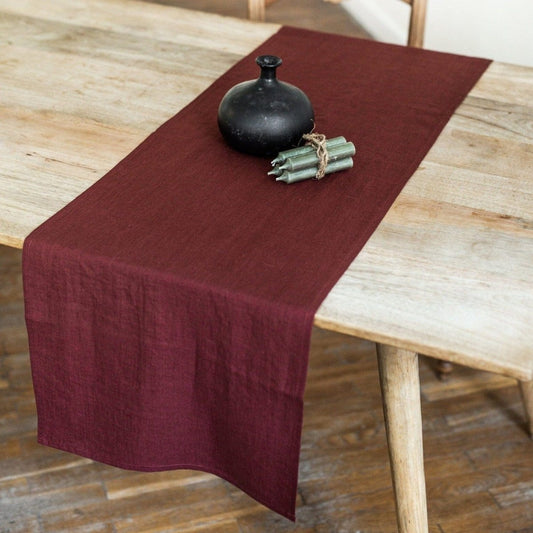 Terracotta Red Linen Table Runner - Linen and Letters