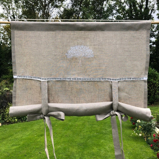 Trafford Linen Tree Tie Up Valance - Linen and Letters