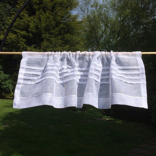 Violay Sheer White Linen Valance, Window Topper, Cantonniere - Linen and Letters