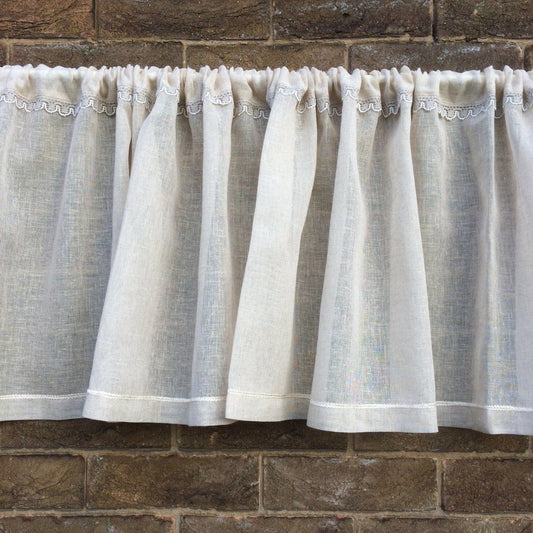 Vulcan Sheer Linen Lace Valance - Linen and Letters