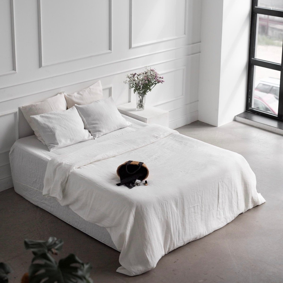 White 100% Linen Bedding Set - Duvet Cover + Pillowcase(s) - Linen and Letters