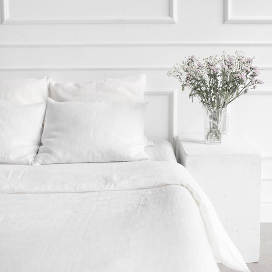 White 100% Linen Bedding Set - Duvet Cover + Pillowcase(s) - Linen and Letters