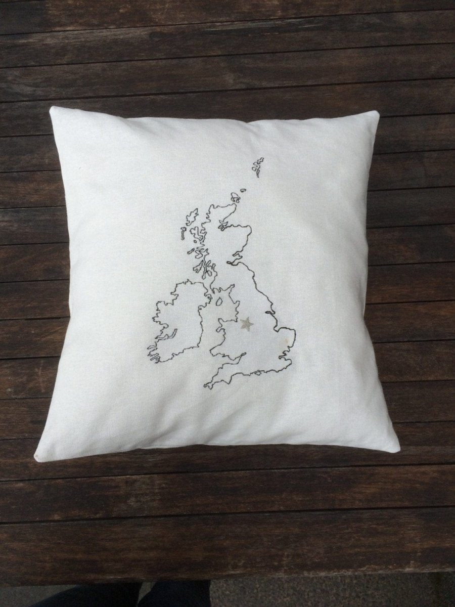 White Linen British Isles Cushion Cover - Linen and Letters