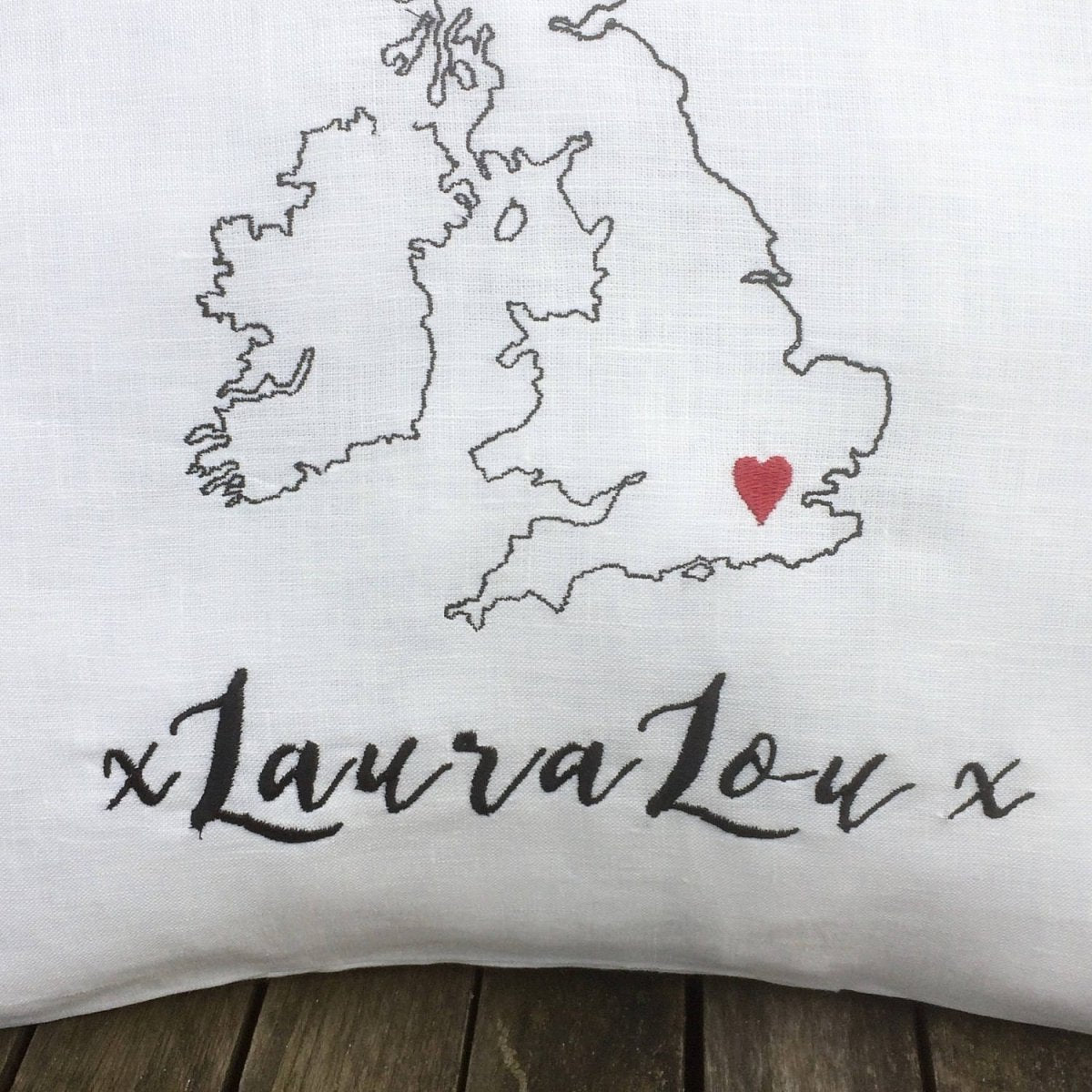 White Linen British Isles Cushion Cover - Linen and Letters