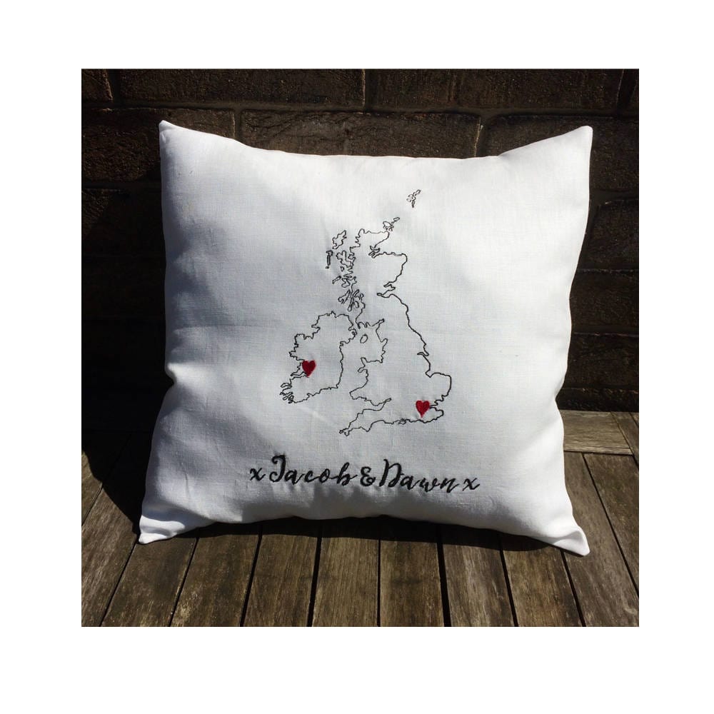 White Linen British Isles Cushion Cover - Linen and Letters