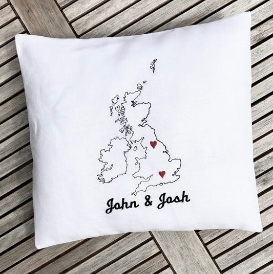 White Linen British Isles Cushion Cover - Linen and Letters