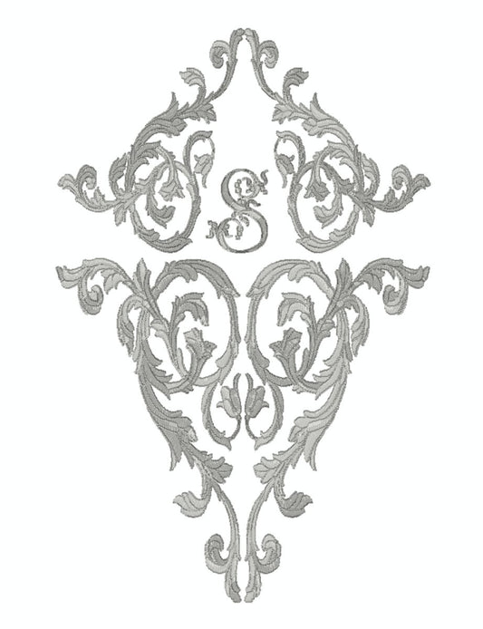 White Linen Embroidered French Vintage Damask Curtain Panel - Linen and Letters