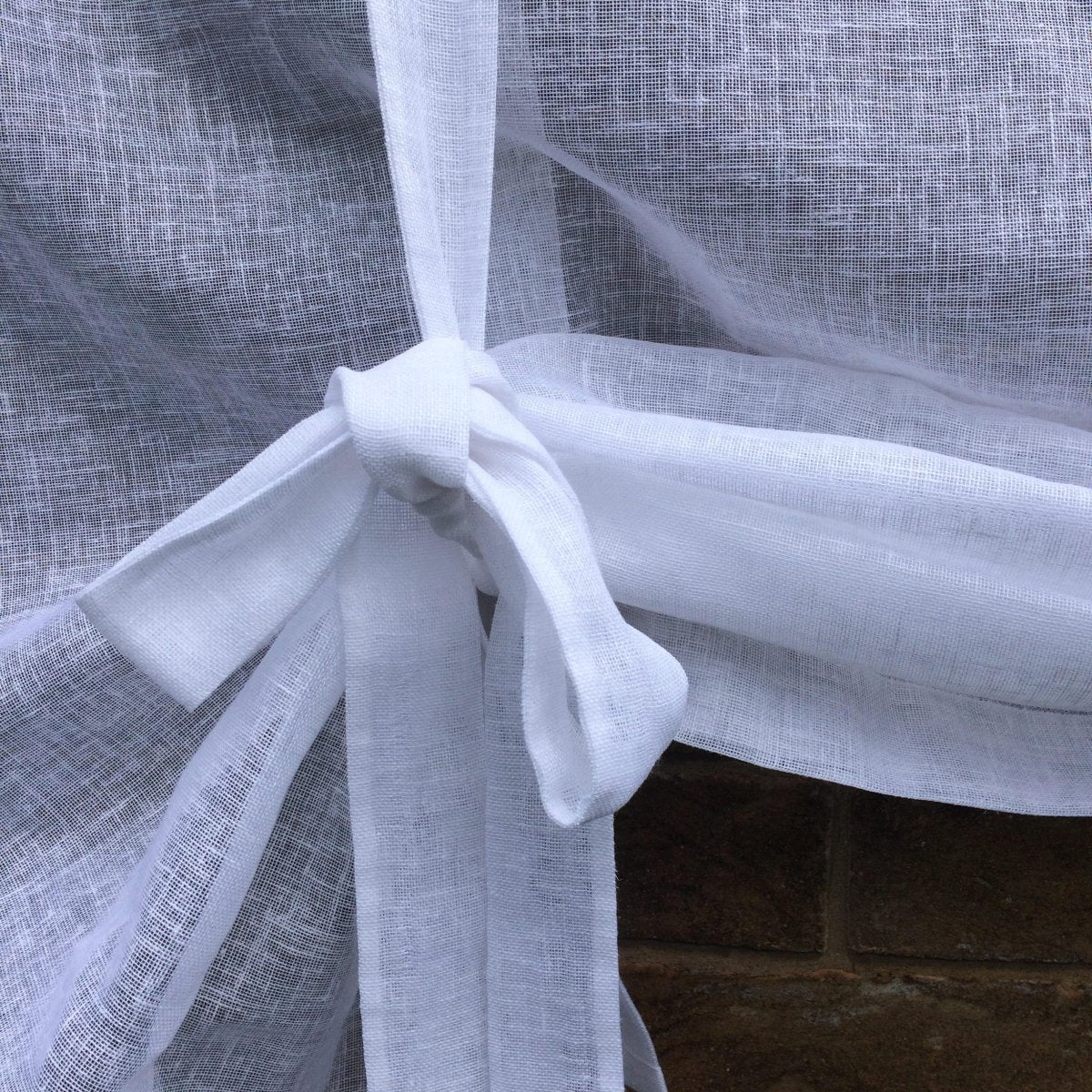 White Linen French Monogram Tie Up Valance Curtain - Linen and Letters