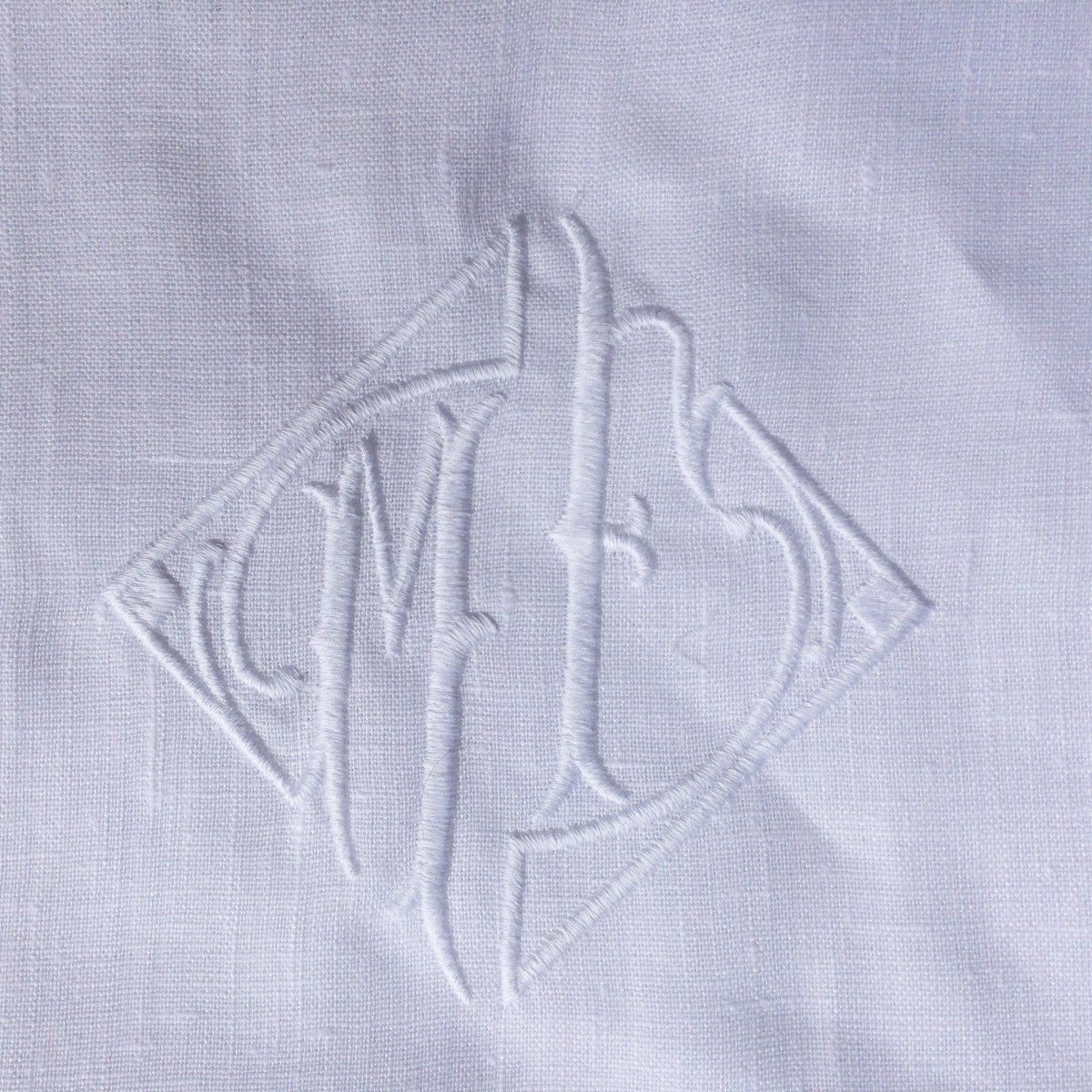 White Linen Pillowcase with Centre Embroidery - Linen and Letters