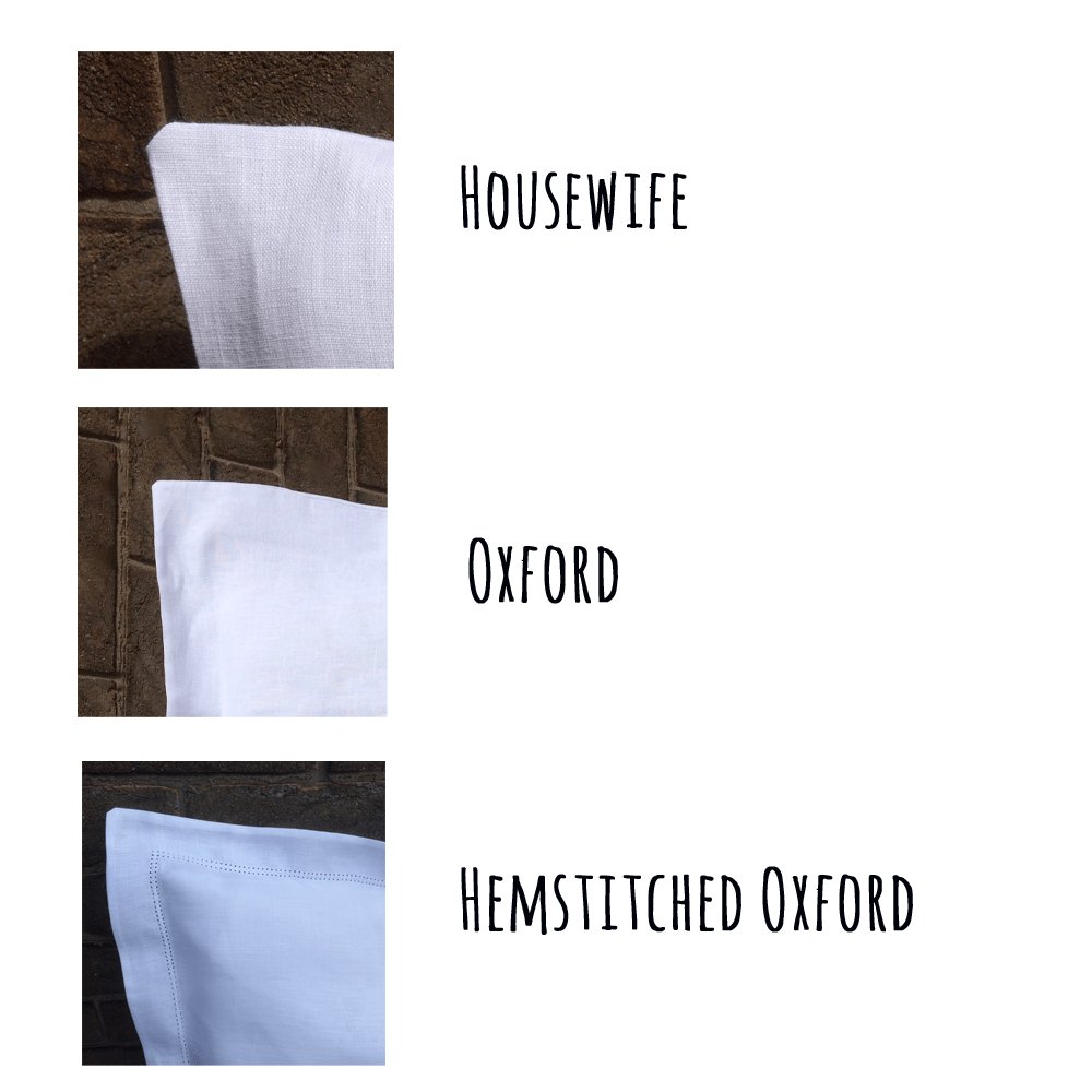 White Linen Pillowcase with Centre Embroidery - Linen and Letters