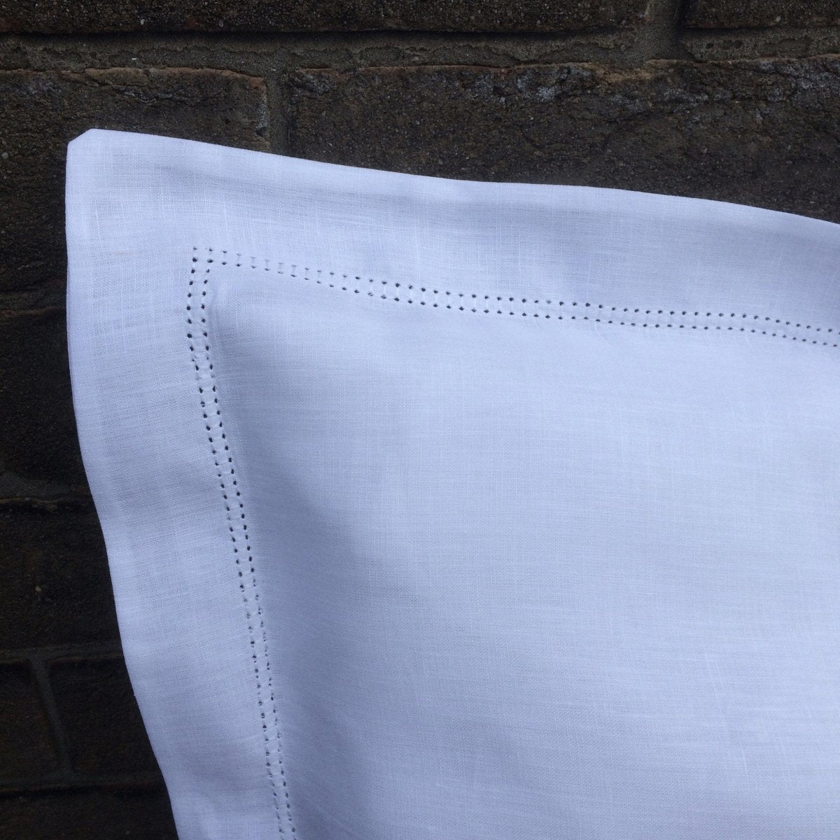 White Linen Pillowcase with Centre Embroidery - Linen and Letters