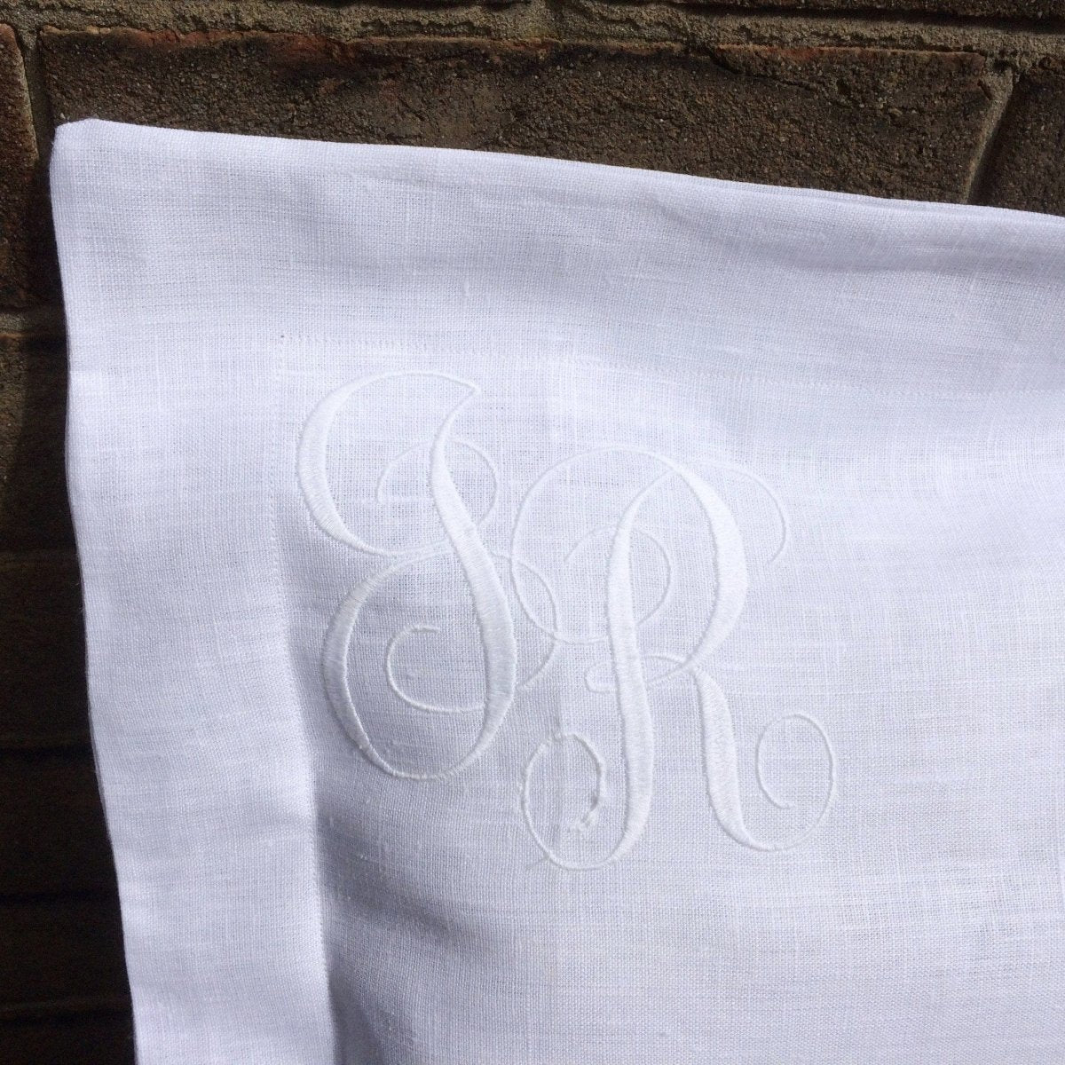 White Linen Pillowcase with Corner Embroidery - Linen and Letters